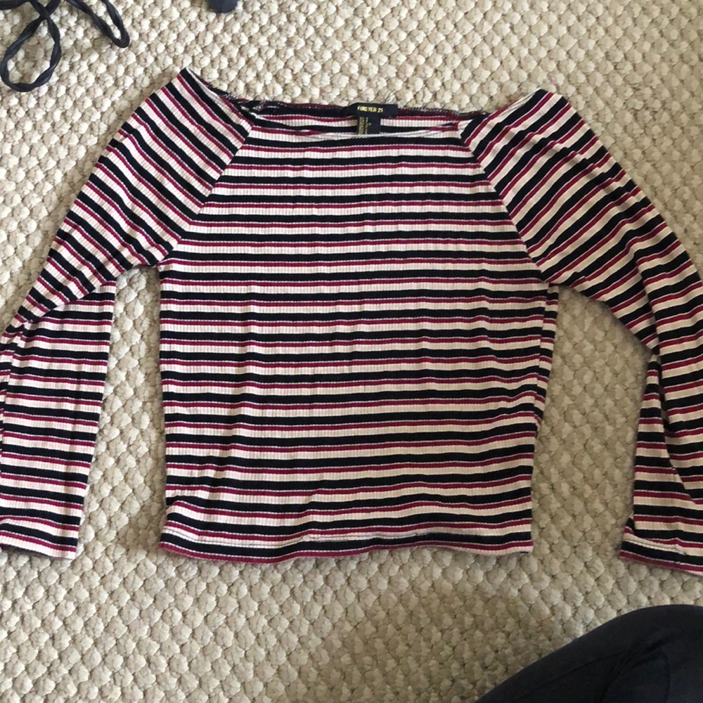 Multicolored Long Sleeve Crop Top